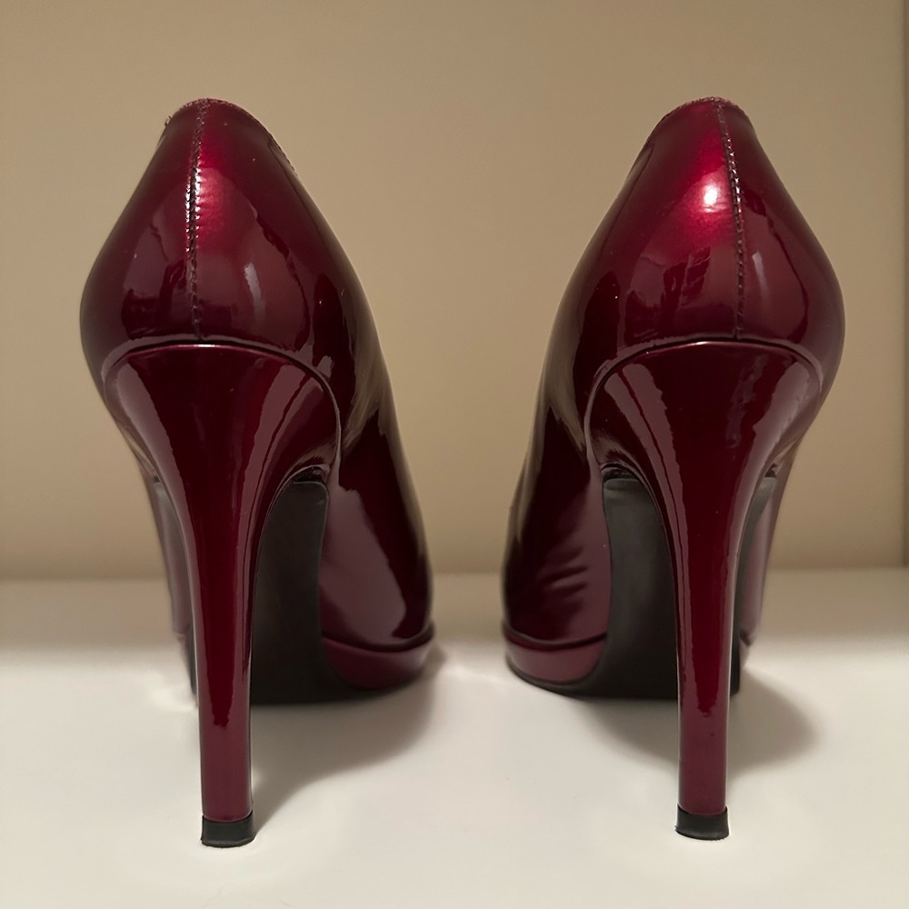 Stuart Weitzman Maroon Patent Platform Heels - Picture 5 of 9